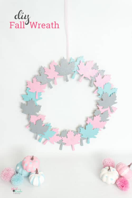 Pink, Blue and Gray Fall Wreath