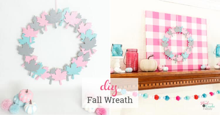 collage of fall wreath and mantle