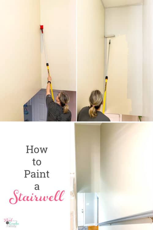 collage showing how to paint a stairwell