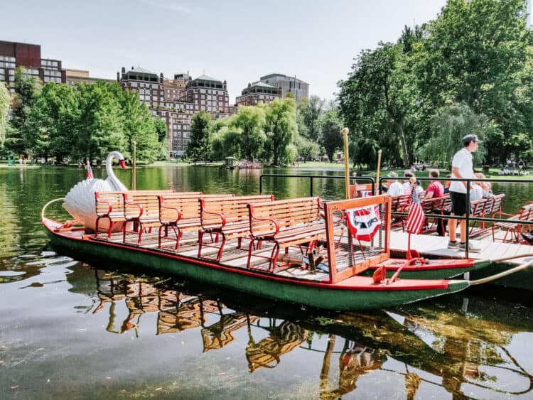 swan boat at Boston Public Gardens