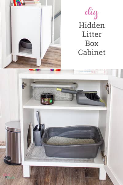 easy DIY hidden litter box cabinet