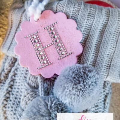 pink diy personalized stocking tag