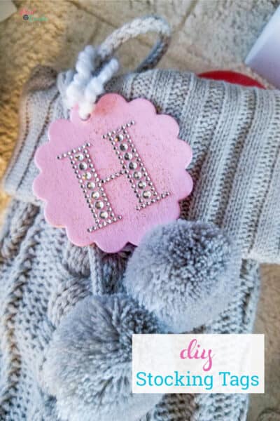 pink diy personalized stocking tag