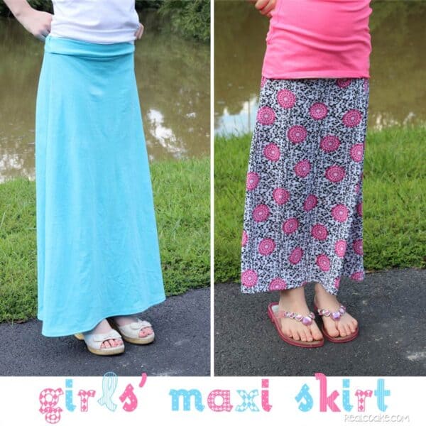 2 girls in maxi skirts side by side